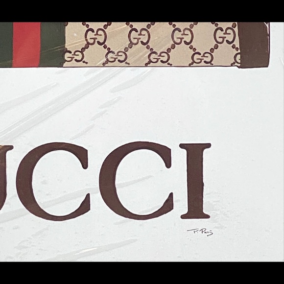 **SOLD** GUCCI TOTE BAG Print by Fairchild Paris Framed Artwork 14” x 18” - Picture 4 of 5